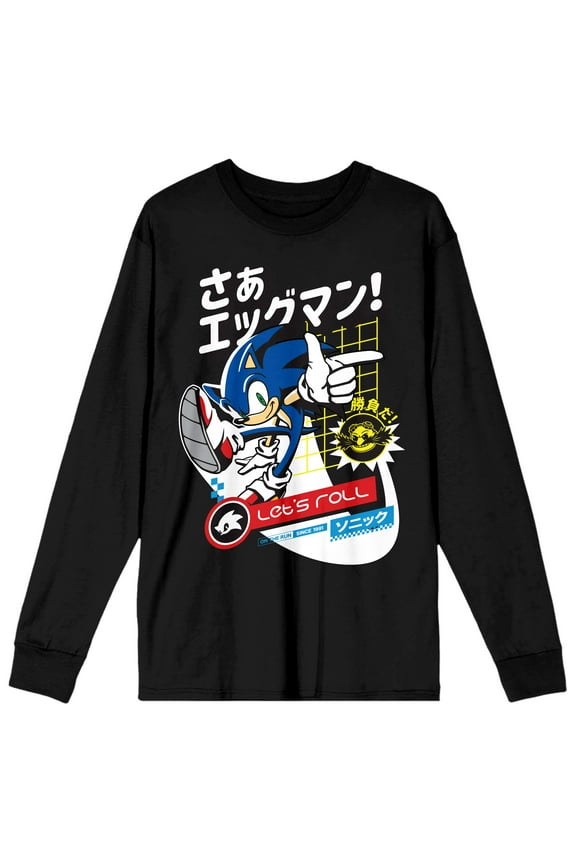 Sonic the Hedgehog Men's Black Long Sleeve Shirt-XL