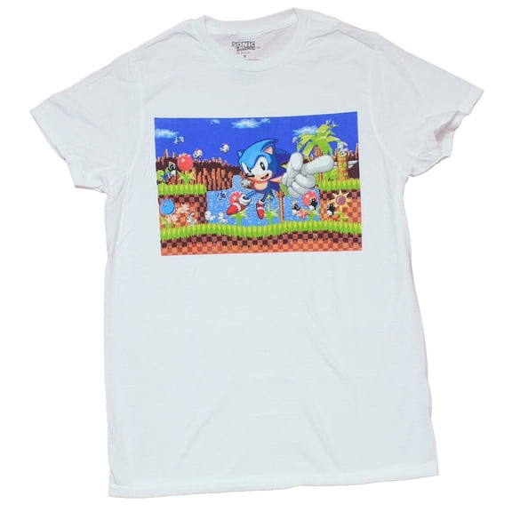 Sonic the Hedgehog Mens T-Shirt - 16-bit Pointing Game Play Image (2X-Large)