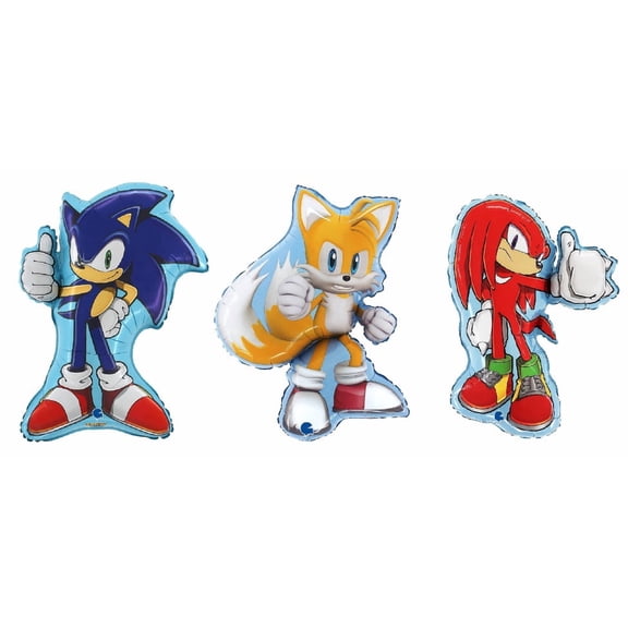 Hedgehog Miles Tails Prower and Knuckles Set of 3 Character Mylar Foil Balloons