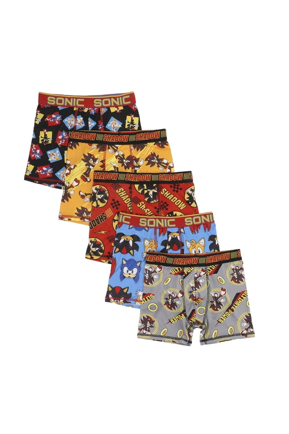 Sonic the Hedgehog Modern All-Over Prints Boys' Boxer Briefs Multipack (5 Pack) -Large (10/12