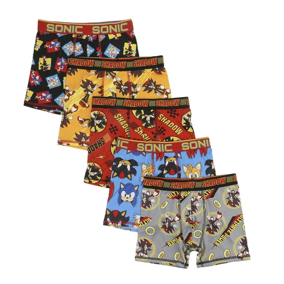 Sonic the Hedgehog Modern All-Over Prints Boys' Boxer Briefs Multipack (5 Pack) -Medium (8)