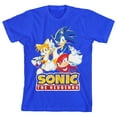 thumbnail image 1 of Sonic the Hedgehog Modern Characters With Logo Youth Boy's Royal Blue T-Shirt-Large, 1 of 4