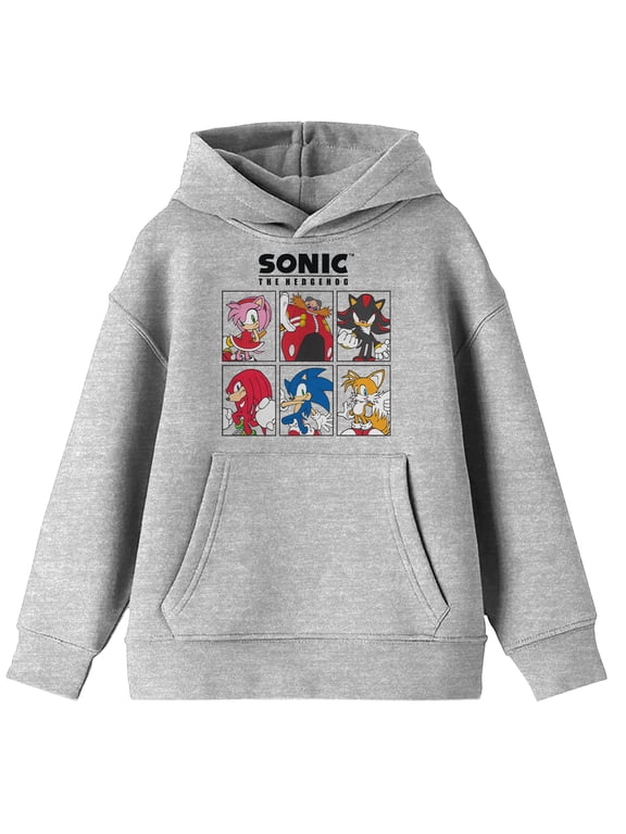 Sonic the Hedgehog Modern Characters Youth Heather Grey Graphic Hoodie - L