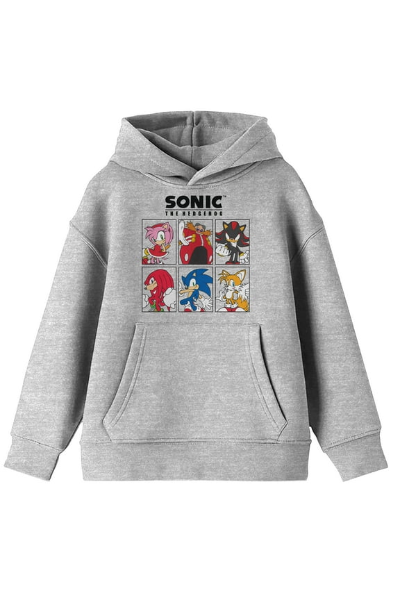 Sonic the Hedgehog Modern Characters Youth Heather Grey Graphic Hoodie - L