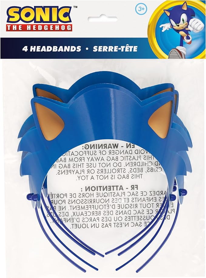 UNIQUE Sonic the Hedgehog Party Headbands 8ct (2 Packs of 4)