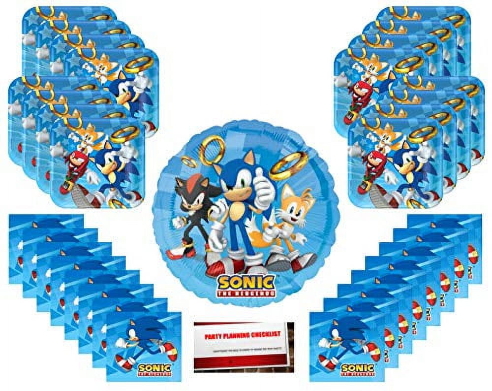 Sonic the Hedgehog Party Supplies Bundle Pack for 16 (with 18 Inch