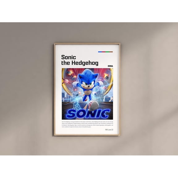 Sonic the Hedgehog Retro Art Print - Vintage Sega Gaming Wall Decor - 8x12 UNFRAMDE