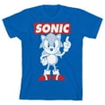 thumbnail image 1 of Sonic the Hedgehog Retro Video Game Youth Boys Royal Blue Shirt-Medium, 1 of 2
