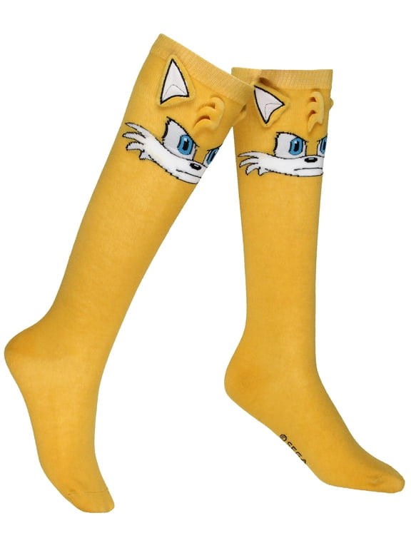 Tails Video Game 3D Ears Novelty Costume Character Socks Women's Knee High Shoe Size 5-10