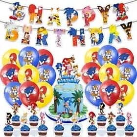 Sonic the Hedgehog Theme Birthday Party Supplies Set Banner Balloon Cake Toppers