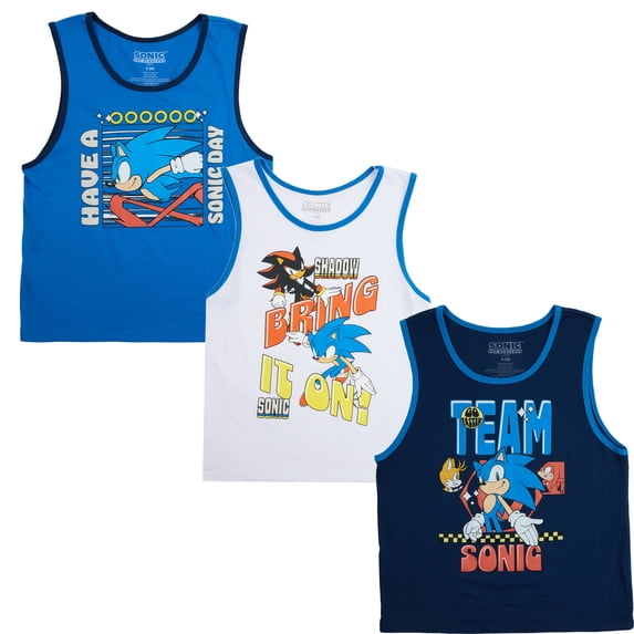 Sonic the Hedgehog Value 3-Pack of Youth Boy's Sleeveless Muscle Shirts 10/12 (L)