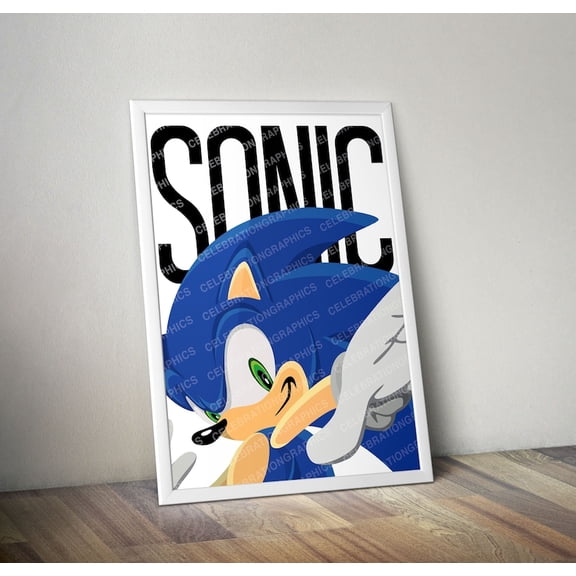 Sonic the Hedgehog Vector Art Print - Modern Graphic Gaming Poster - 8x12 UNFRAMDE
