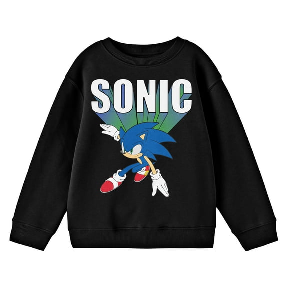 Sonic the Hedgehog Video Game Character Youth Boys Black Sweatshirt - XS