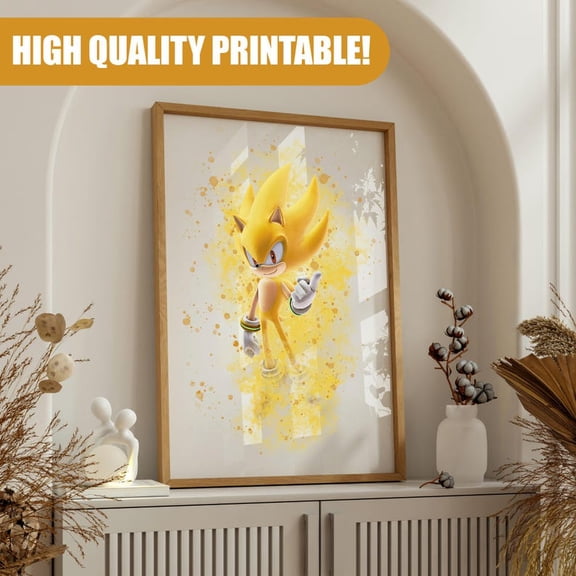 Sonic the Hedgehog Watercolor Art Print - Whimsical Gaming Wall Decor - 8x12 UNFRAMDE