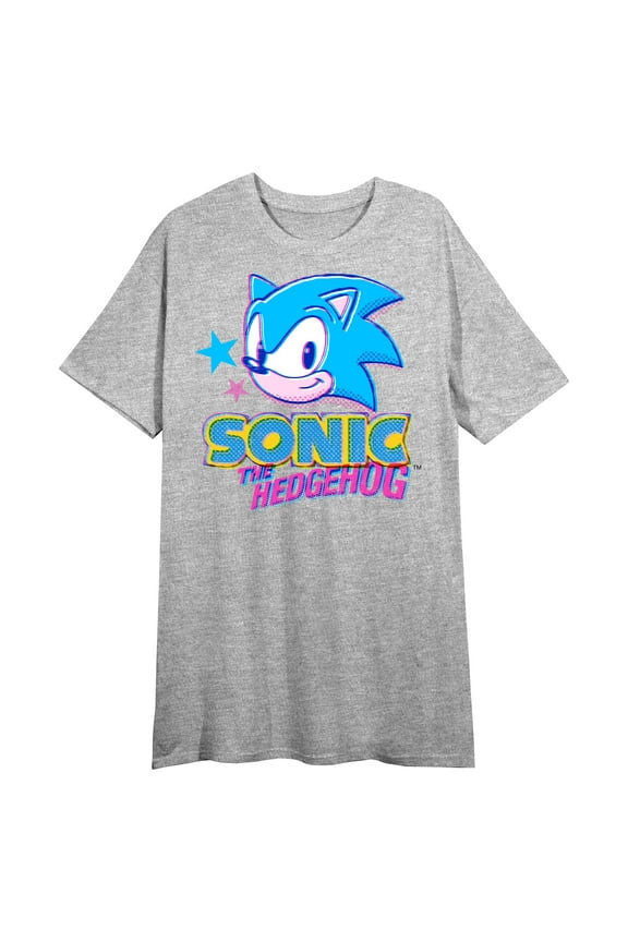 Sonic the Hedgehog Women's Heather Gray Sleep Shirt-XL