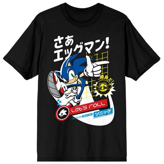 Sonic the Hedgehog with Kanji Men's Black Graphic Tee-L
