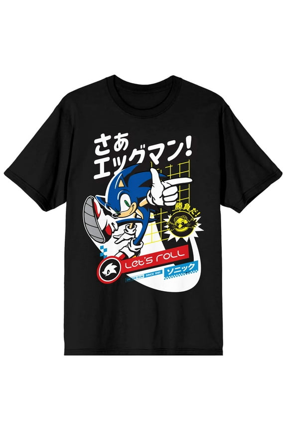Sonic the Hedgehog with Kanji Men's Black Graphic Tee-L