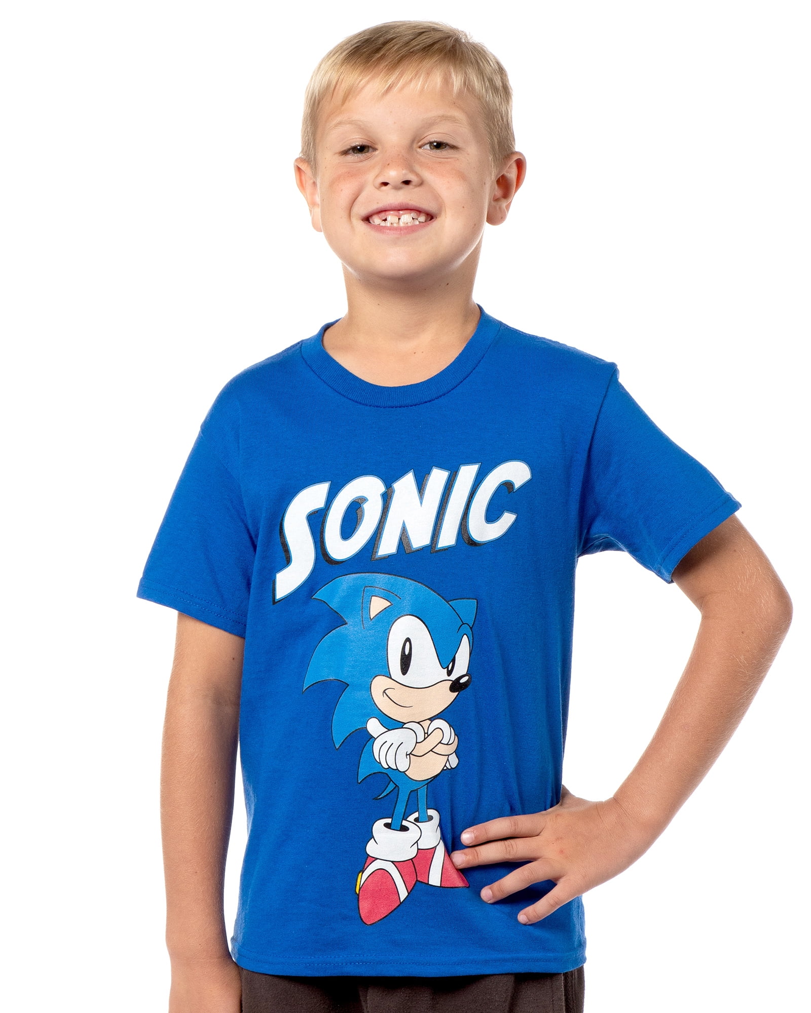 Sonic the Hedghog Boy's Sonic Folded Arms Victory Stance Short Sleeve ...