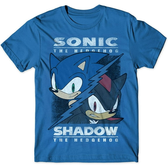 Sonic vs Shadow Split T-Shirt for Youth Kid, Classic Game Vintage Distressed - X-Large