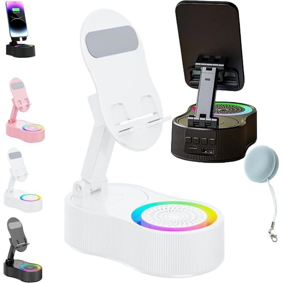 SonicDrop Dock – No-Pair Magic Speaker & Charging Stand, SonicDrop Dock Holder, Drop-to-Play Sound, 360 Degree Rotation & 7 Colors Light, for All Smart Phone (Black)