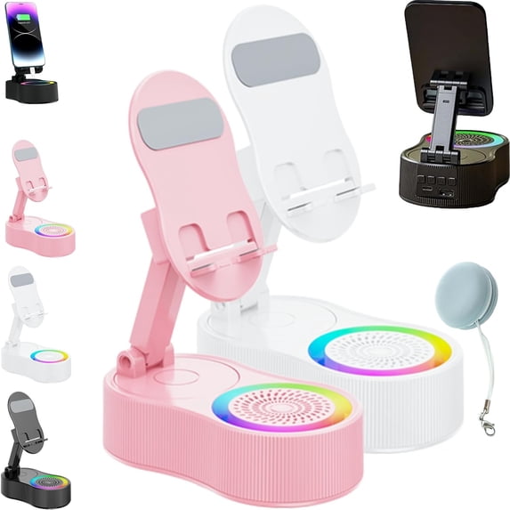 SonicDrop Dock – No-Pair Magic Speaker & Charging Stand, SonicDrop Dock Holder, Drop-to-Play Sound, 360 Degree Rotation & 7 Colors Light, for All Smart Phone (Black)