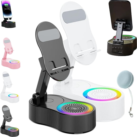 SonicDrop Dock – No-Pair Magic Speaker & Charging Stand, SonicDrop Dock Holder, Drop-to-Play Sound, 360 Degree Rotation & 7 Colors Light, for All Smart Phone (Black)