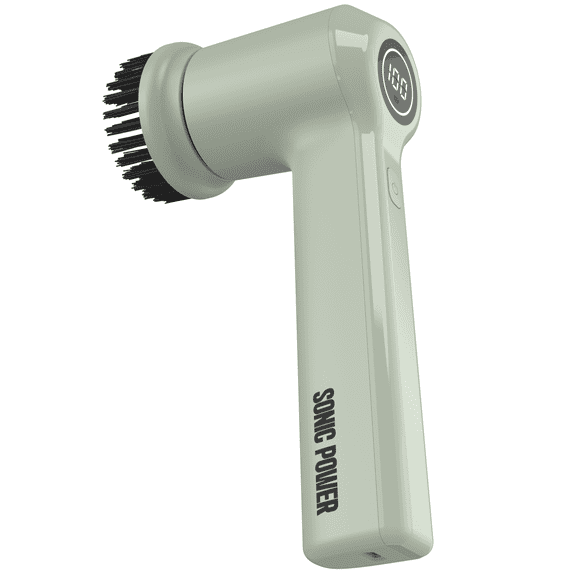 SonicPower Electric Spin Scrubber, Handheld & Ergonomic, IPx7 Waterproofing, 4 Multi-Purpose Attachments Included, Long Lasting Rechargeable Battery, Sage