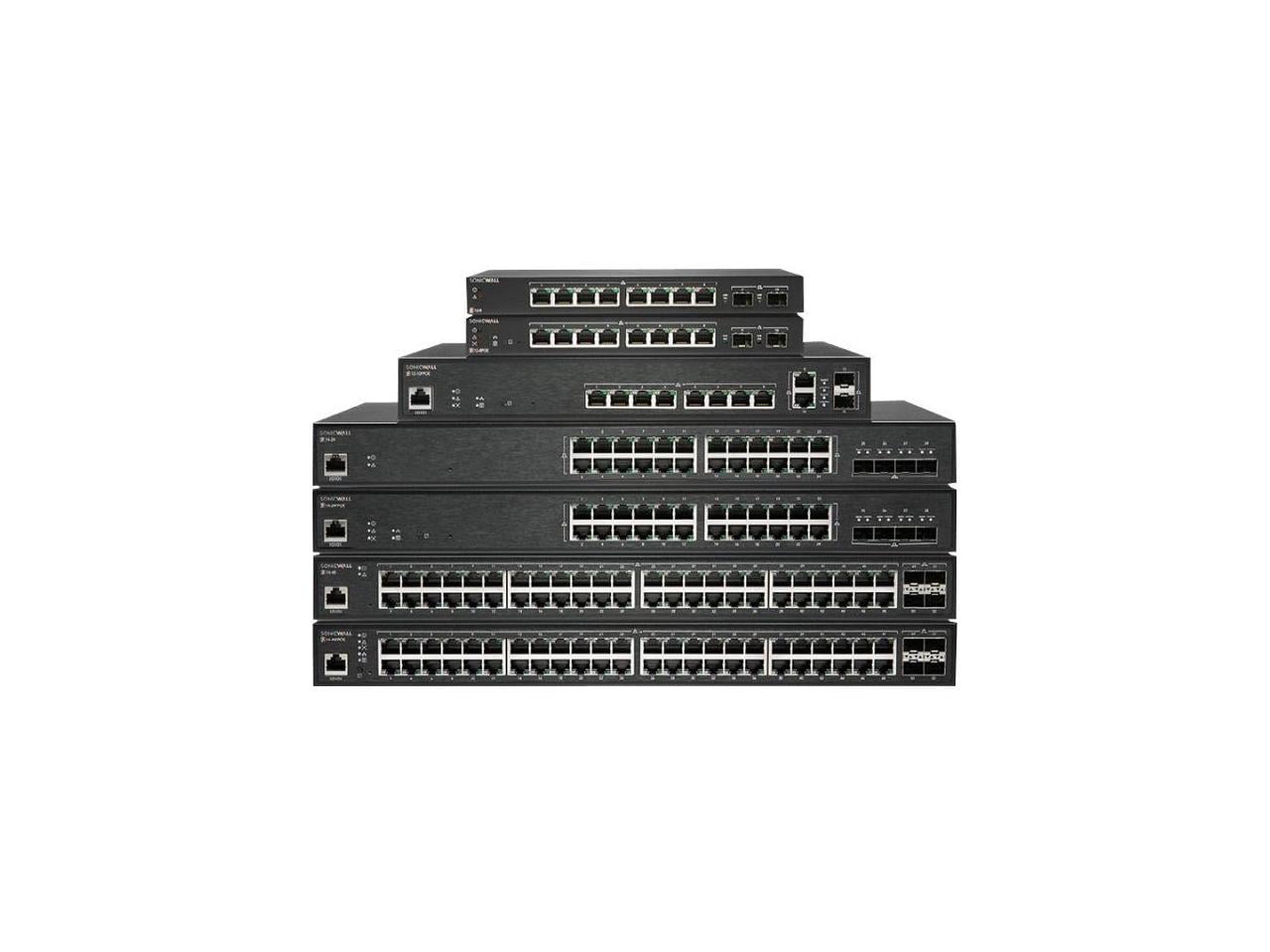 SonicWall SWS14-48FPOE Managed PoE Ethernet Switch w/ 1-Year Wireless Network Management Essential and Support | 02-SSC-8383
