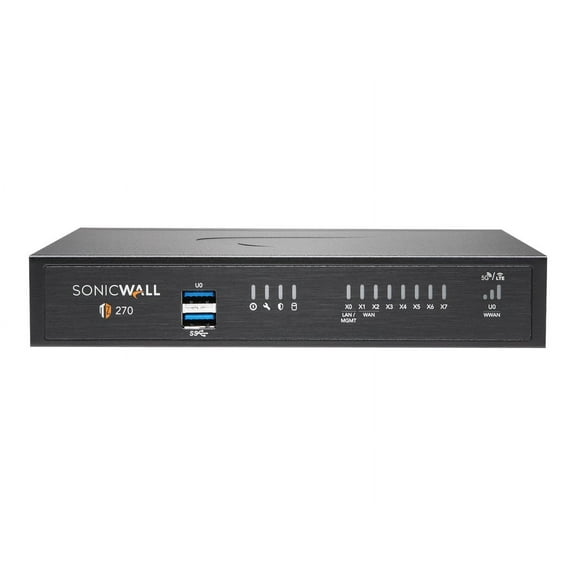 SonicWall TZ270 Network Security/Firewall Appliance - Intrusion Prevention - 8 Port - Gigabit Ethernet - 2 Gbit/s Firewall Throughput - DES, 3DES, MD5, SHA-1, AES (128-bit), AES (192-bit), AES (256...