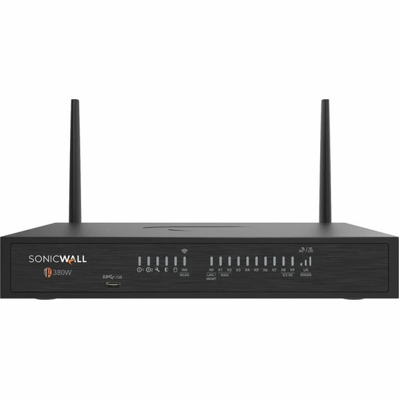 SonicWall TZ380W Next-Generation Firewall (03-SSC-1833) - 1.5 Gbps Throughput, 1 Gbps Threat Prevention, Secure SD-WAN, Zero-Touch
