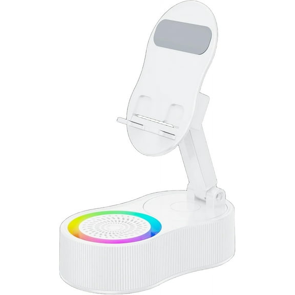 Sonicdrop Dock – No-Pair Magic Speaker & Charging Stand, Sonicdrop Dock Holder, with Bluetooth Mode, Adjustable Phone Holder, Power Bank & Ambient LED Light (White)