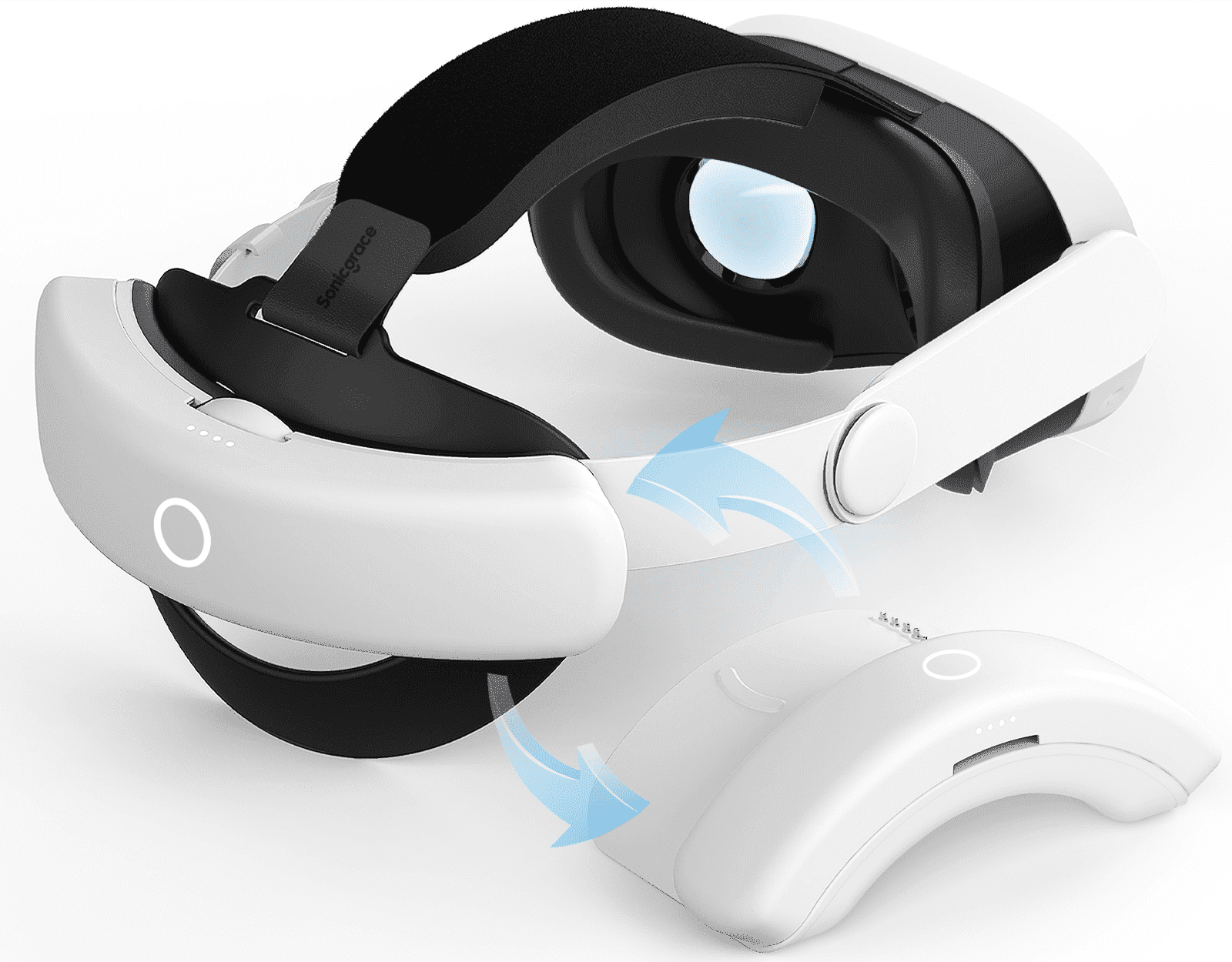 Sonicgrace S3 Duo Magnetic Battery Strap for Quest 3 & 3S, 2x8000mAh Battery Pack with Charging Dock