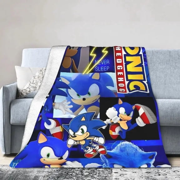 Sonics The Hedgehog Movie Characters Group Ultra Soft Flannel Blanket, Cozy Lightweight Warm Throw for Bed Couch Sofa, Home Bedroom Decor Camping Gift for Fans