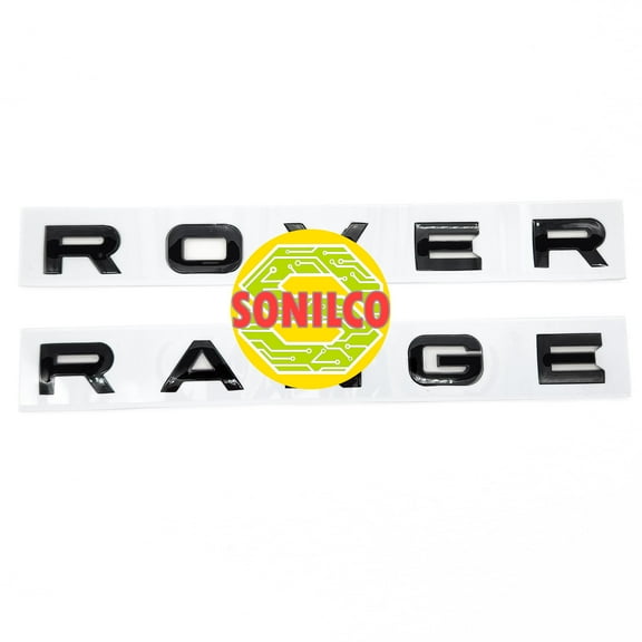 Sonilco High Quality Replacement Decal Badge Logo Vehicle Exterior Letters Compatible With RANGE ROVER Front Rear Gloss Black Finish