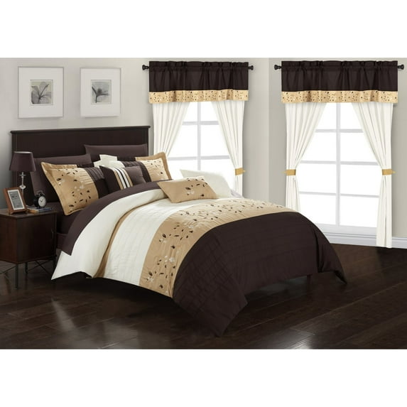 Sonita 20-Piece Floral Pattern Bedding Set With Comforter, Sheets & Curtains, Multiple Colors