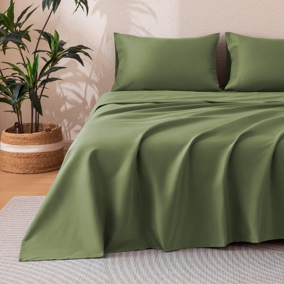 Sonive 140gsm Bed Sheet Set Twin, 3 Pieces Brushed Microfiber Cozy & Warm Bedding Set, Green