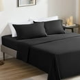 thumbnail image 1 of Sonive 4-Piece Bed Sheet Set - 85gsm Double Brushed Soft Microfiber - Deep Pocket 16 inch Wrinkle Free Fade Resistant Easy Care Bedspread Set (Black, Queen), 1 of 7