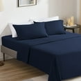 thumbnail image 1 of Sonive 4-Piece Bed Sheet Set - 85gsm Double Brushed Soft Microfiber - Deep Pocket 16 inch Wrinkle Free Fade Resistant Easy Care Bedspread Set (Navy, Full), 1 of 6