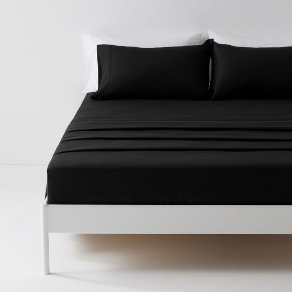 Sonive Bed Sheet Sets,Ultra Soft Breathable Luxury 4 Piece, (Black, Full)