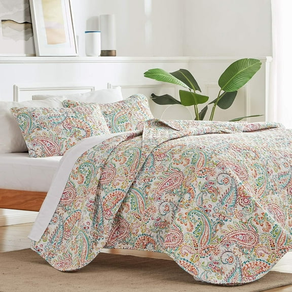Sonive Classic Paisley Printed Quilt Set 3 Piece King Size Paisley