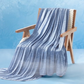 Sonive 90" x 90" Cooling Blanket, Double-Sided Summer Cool-Touch Throw, Blue