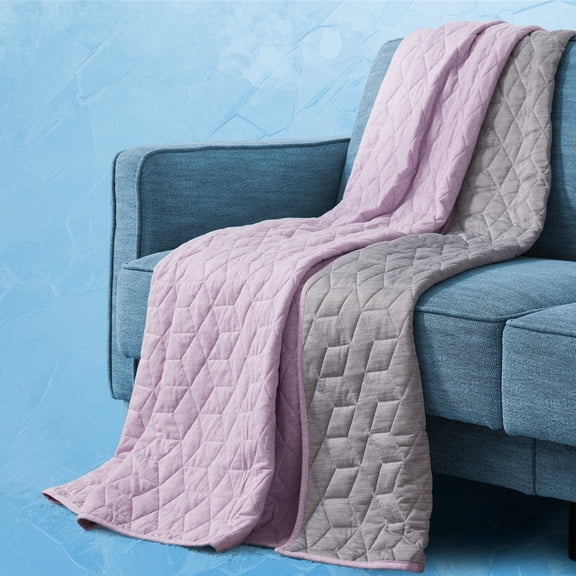 Sonive 50" x 60" Cooling Blanket for Hot Sleepers, Dual-Sided Cool Summer Blanket Lightweight Portable for Gym, Travel, Picnic, Camping (Throw, Light Purple Grey)