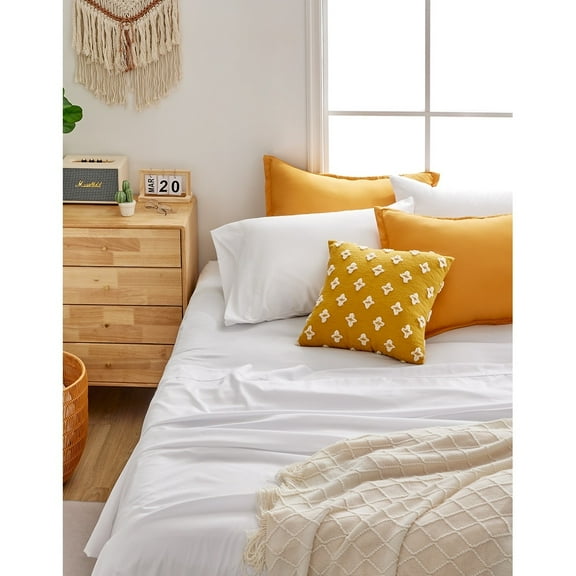 Sonive Eco-friendly Unifi Repreve Recycle Bedding Sheets set 4 Piece White - Queen