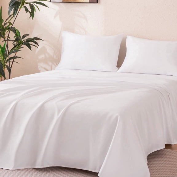 Sonive Brushed Microfiber Sheet Set King Size White, 4 Pieces 140 GSM Soft & Cozy Bed Sheets Set with Deep Pocket