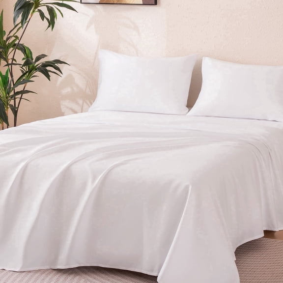 Sonive 140gsm Bed Sheet Set Twin, 3 Pieces Brushed Microfiber Cozy & Warm Bedding Set, White