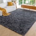 thumbnail image 1 of Sonive 4R Feet Fluffy Shaggy Area Rug, Washable Rug Modern Soft Large Neutral Non-Slip for Bedroom Dining Living Room, Dark Grey, 1 of 4