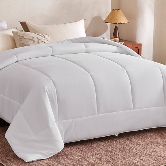 Sonive Down Alternative Comforter - All Season Duvet Insert, Full Size Comforter with Corner Tabs & Box Stitching, Machine Washable, White