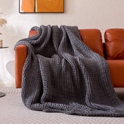 Sonive Grey Knit Throw Blanket 50" x 60", Soft Cozy Decorative Cover for Sofa, Bed & Travel