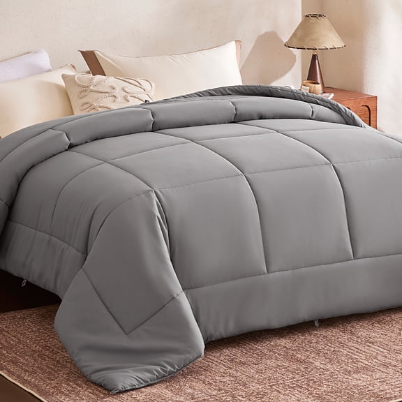 Sonive Down Alternative Comforter - All Season Duvet Insert, King Size Comforter with Corner Tabs & Box Stitching, Machine Washable, Gray