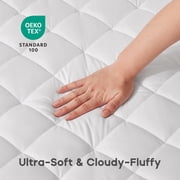 Sonive Thick Microfiber Fluffy Mattress Pad Protector, Breathable, Deep Pocket Skirt Fits up to 21 Inches, Queen, White